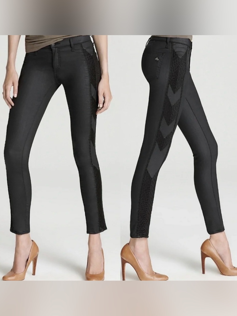 rag & bone Raja Skinny Jeans Black Embroidered Tribal Arrow Boho Pant Women’s 25